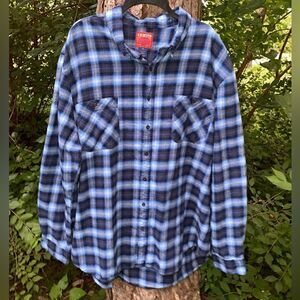 Vintage JC Penney Big Mac Heavy Blue Gray Plaid Flannel Size XXL 2XL